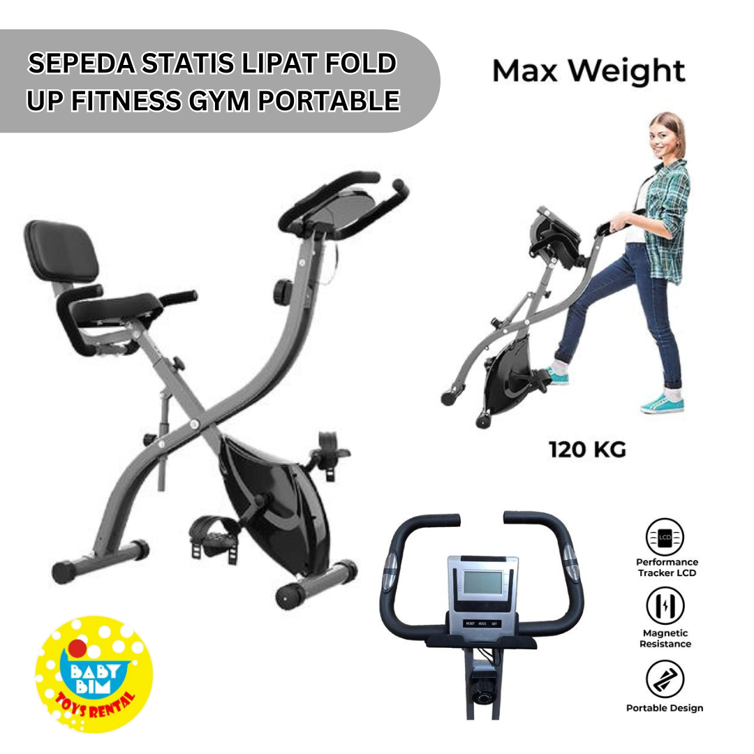 BNB SEPEDA STATIS LIPAT FOLD UP FITNESS GYM PORTABLE GREY