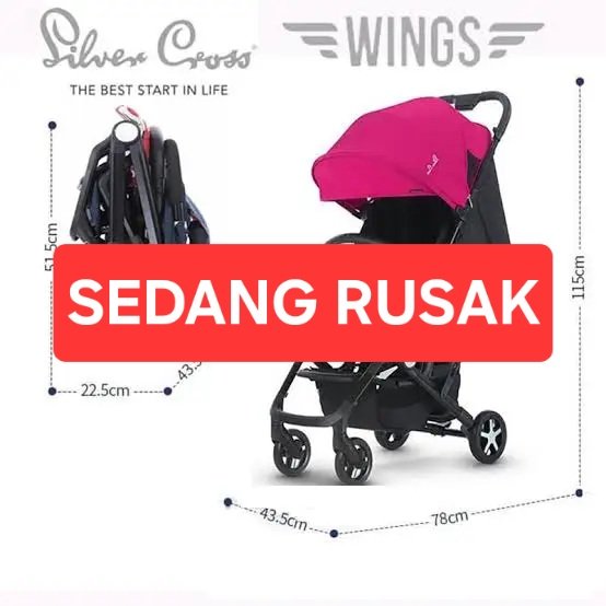 STROLLER SILVER CROSS WING MOONLIGHT (BERRY)
