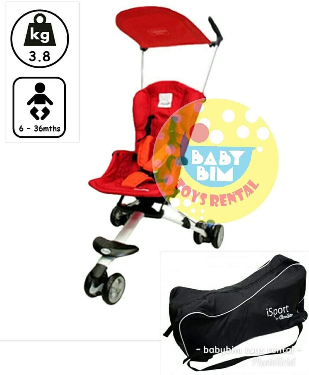 STROLLER COCOLATTE CL008 I-SPORT POLKA MINI BLACK (RED)