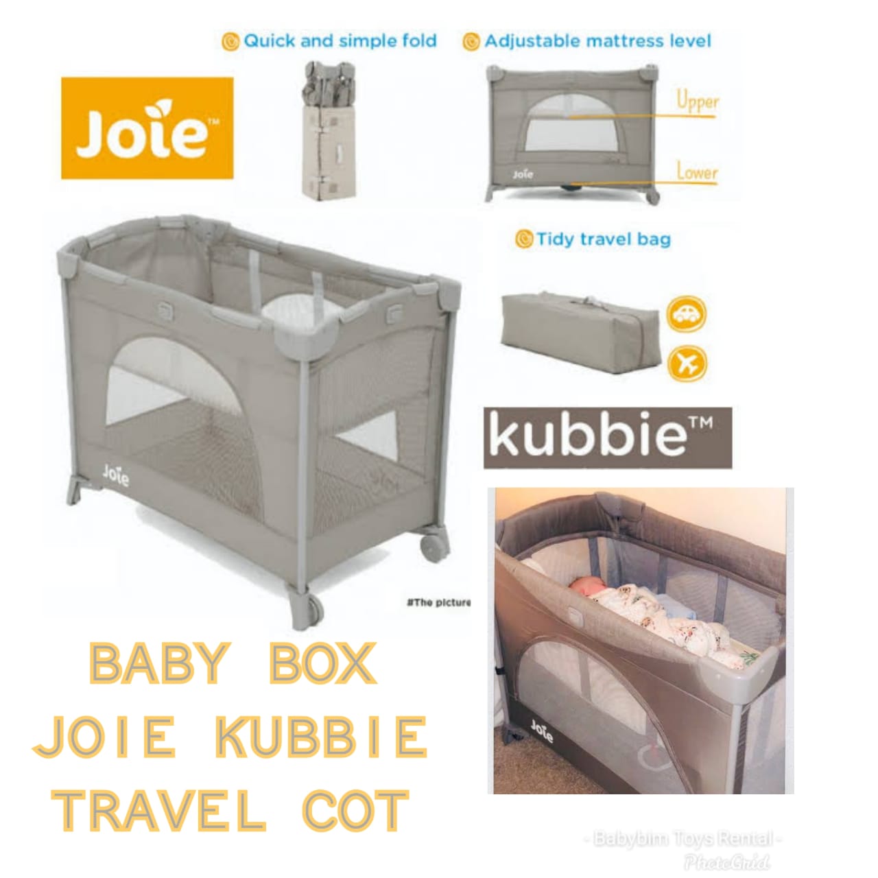 BABY BOX JOIE TRAVEL COTT CLAY (BUKAN BUKAAN SAMPING / BUKAN BEDSIDE)