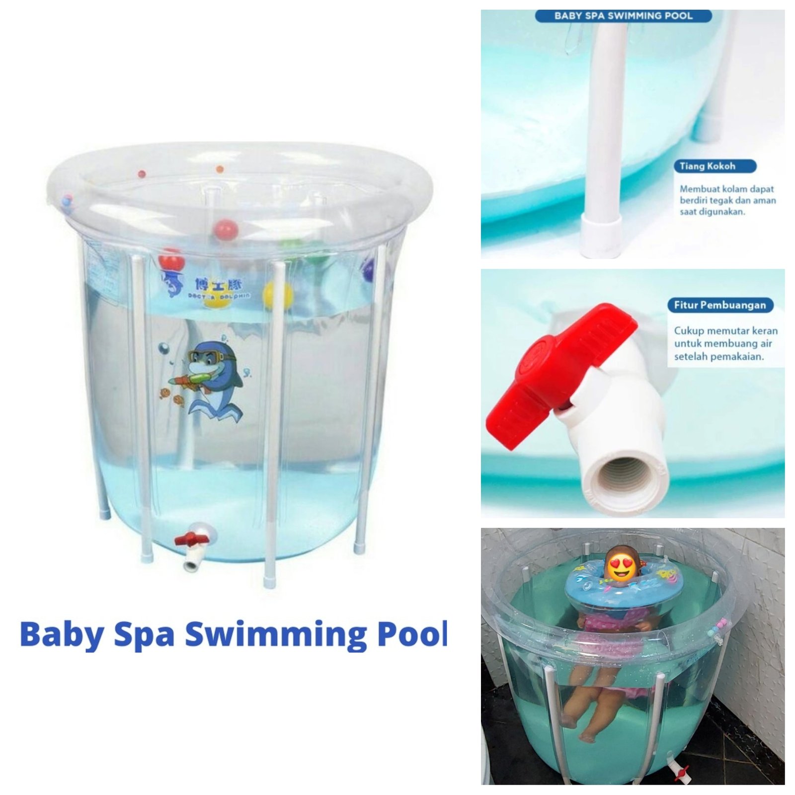 BABY SPA SWIMMING POOL DOLPHIN (INCLUDE NECK RING)