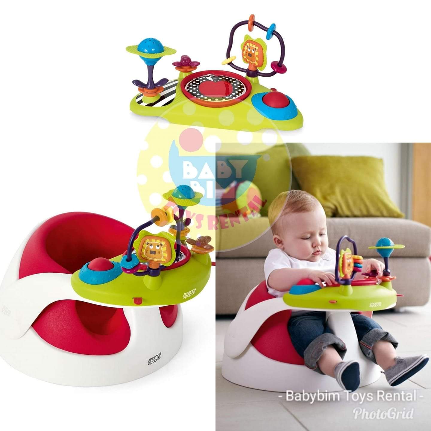 BOOSTER SEAT MAMAS PAPAS SNUG AND ACTIVITY TRAY RED
